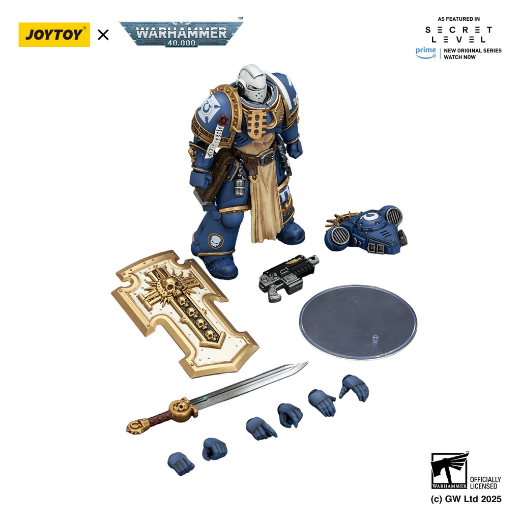 [IN STOCK]JOYTOY Warhammer 40K 1/18 Action Figures Ultramarines Levantus with Power Sword, Stormshield and Bolt Pistol