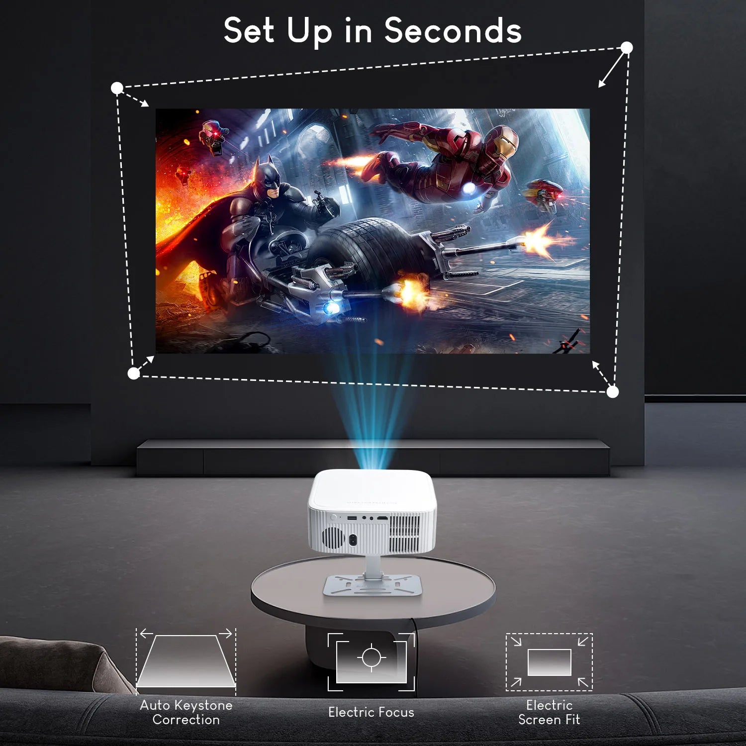 Salange Netflix-Projektor P92MAX Smart Android 13 1080P BT5.2 WiFi6 12000L Elektronischer Fokus Auto Keyston 4K Film HD Heimkino