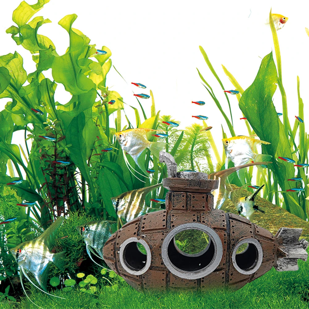 Aquarium Submarine Ornament Submarine Wreck Decoration Fish Tank Landscaping Decoration for Themed Aquarium Landscaping