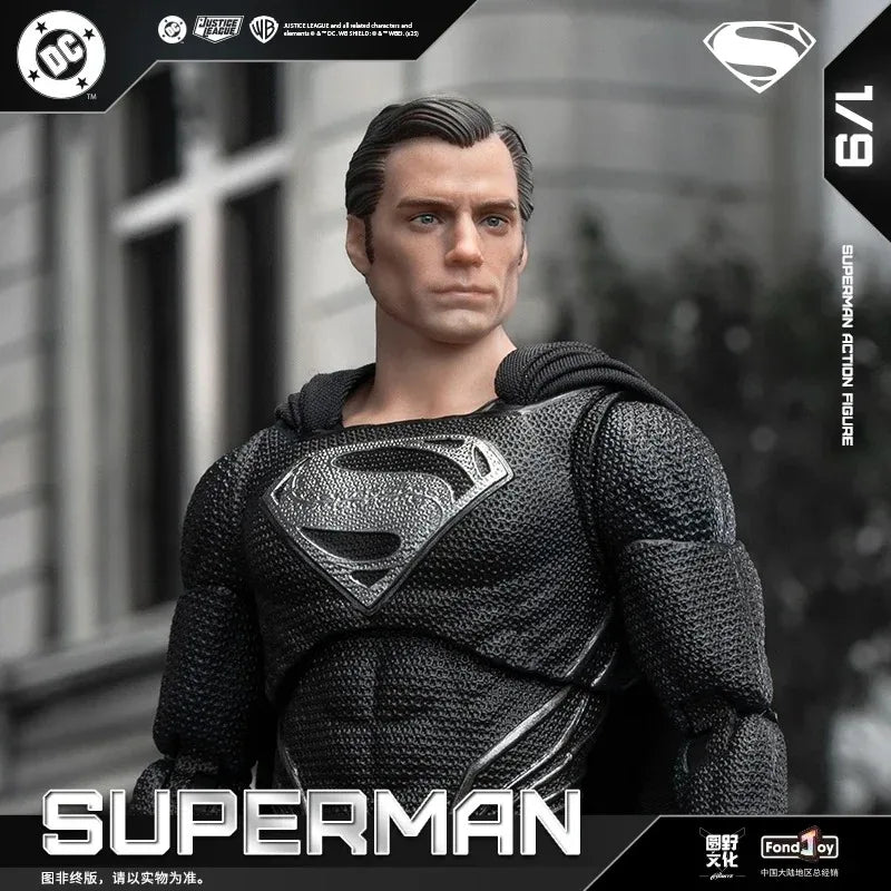 Original FondJoy Black Superman 2.0 Action Figure DC Zack Snyder'S Justice League Figures 1/9 Super Man PVC Model Doll Toy Kid