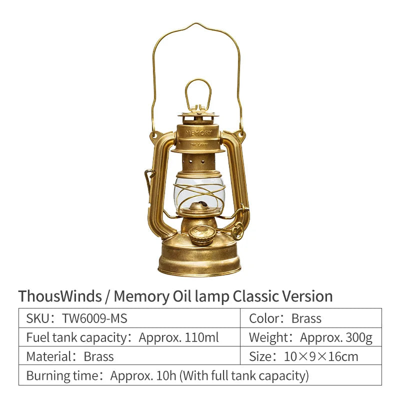 Преносима маслена лампа Thousand Winds Memory, мини къмпинг фенер, ретро къмпинг светлини за туризъм, пикник, къмпинг консумативи