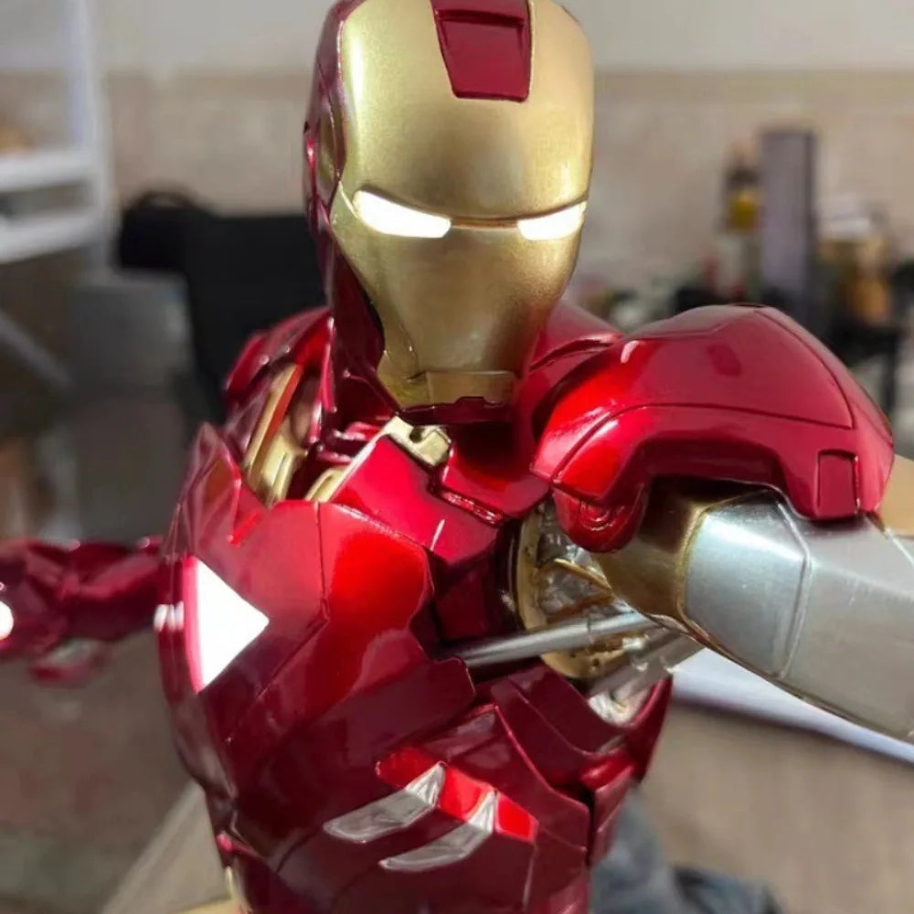 50cm The Avengers Movie Figure Iron Man Peripheral Resin Model Scene Glow Statue Desktop Decorate Ornaments Birthday Gifts Toys