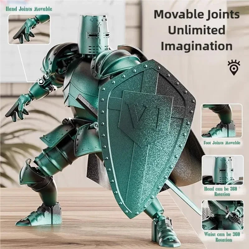 Ritterrüstung-Actionfigur – Beweglicher Roboter zum Selberbauen mit mehreren Gelenken in mittelalterlicher Rüstung, bewegliches Sammlerspielzeug für Kinder und Erwachsene