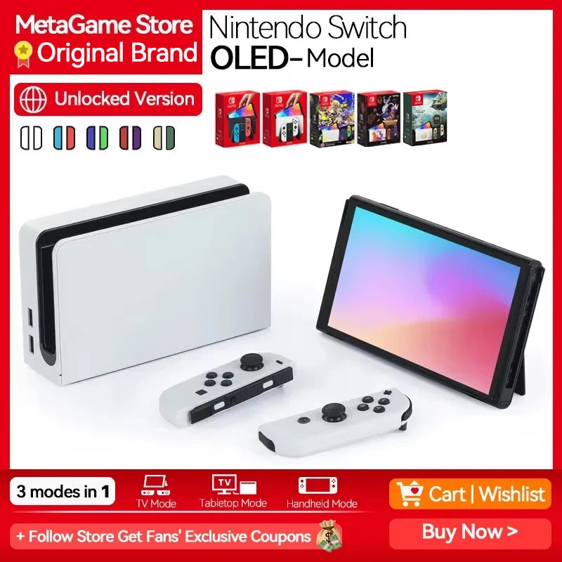 Nintendo Switch OLED Video Game Console with Joy Con 7 inch OLED Screen 64GB White/Blue Red Support TV Tabletop Handheld Mode