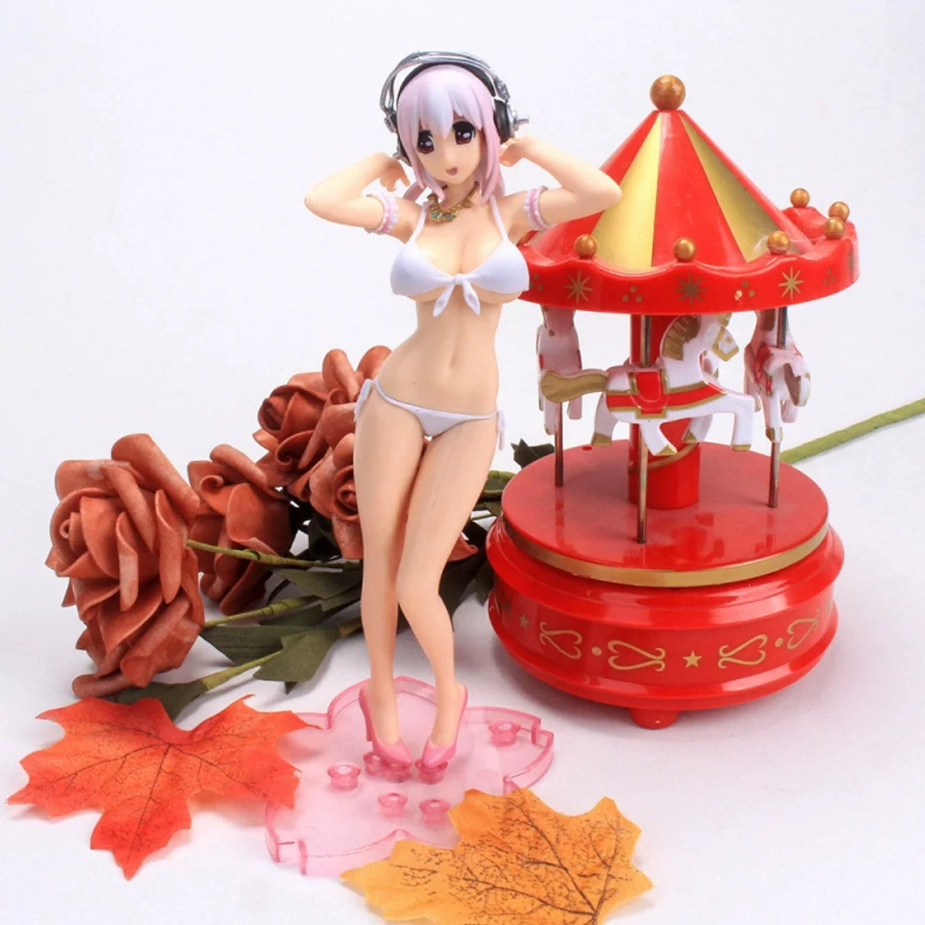 Anime Super Sonico Statue - Cherry Blossom Path Design, Bikini Style, Perfect Gift & Room Decoration for Fans & Decoration