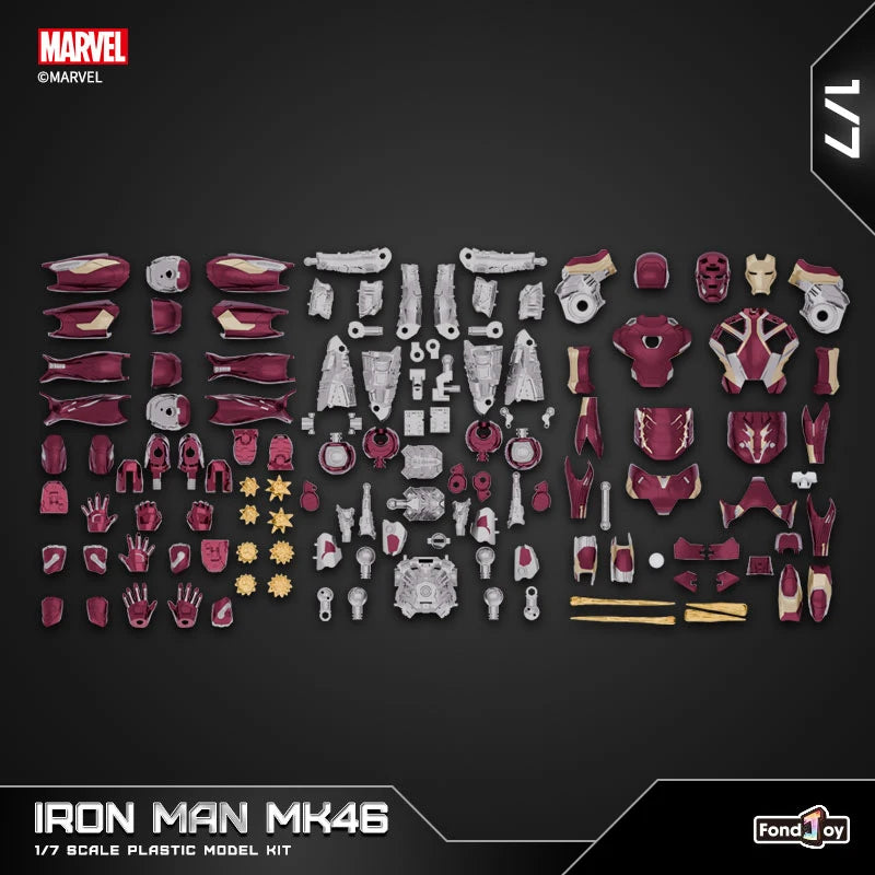 Fondjoy Marvel Iron Man MK46 Assembled Model 10in 1/7 scale Action Figures Reactors can emit light Collect Ornament Boy Toy Gift