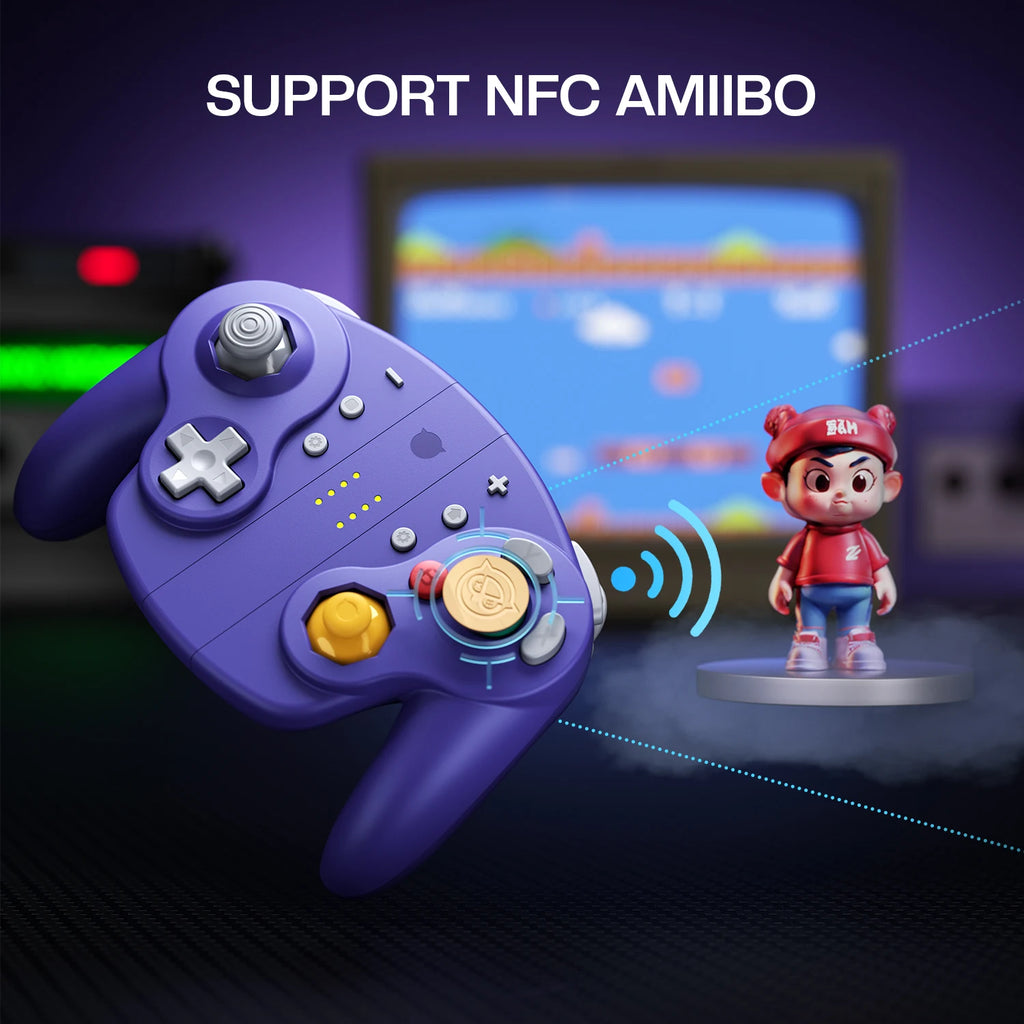 NYXI Purple Wizard 2 TMR White Special Edition Joy-pad for GameCube/Switch Compatible Gaming Controller