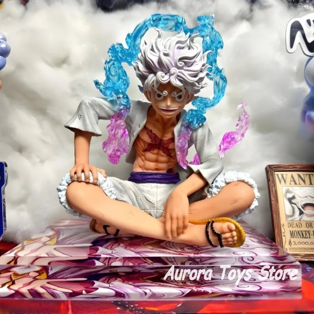 16cm Anime One Piece Figures Gear 5 Nika Luffy Sitting posture Action Figure Pvc Statue Model Doll Collect Desk Decor Toys Gifts