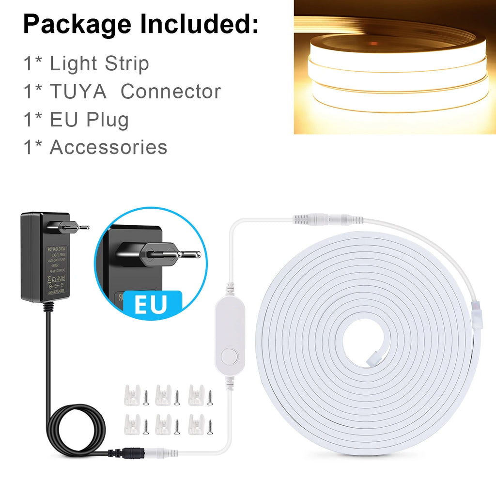Tuya Smart WiFi APP DC 24V COB Light LED Strip Neon Silica Gel Tape Backlight DIY Home Decoration work with Alexa Google Home