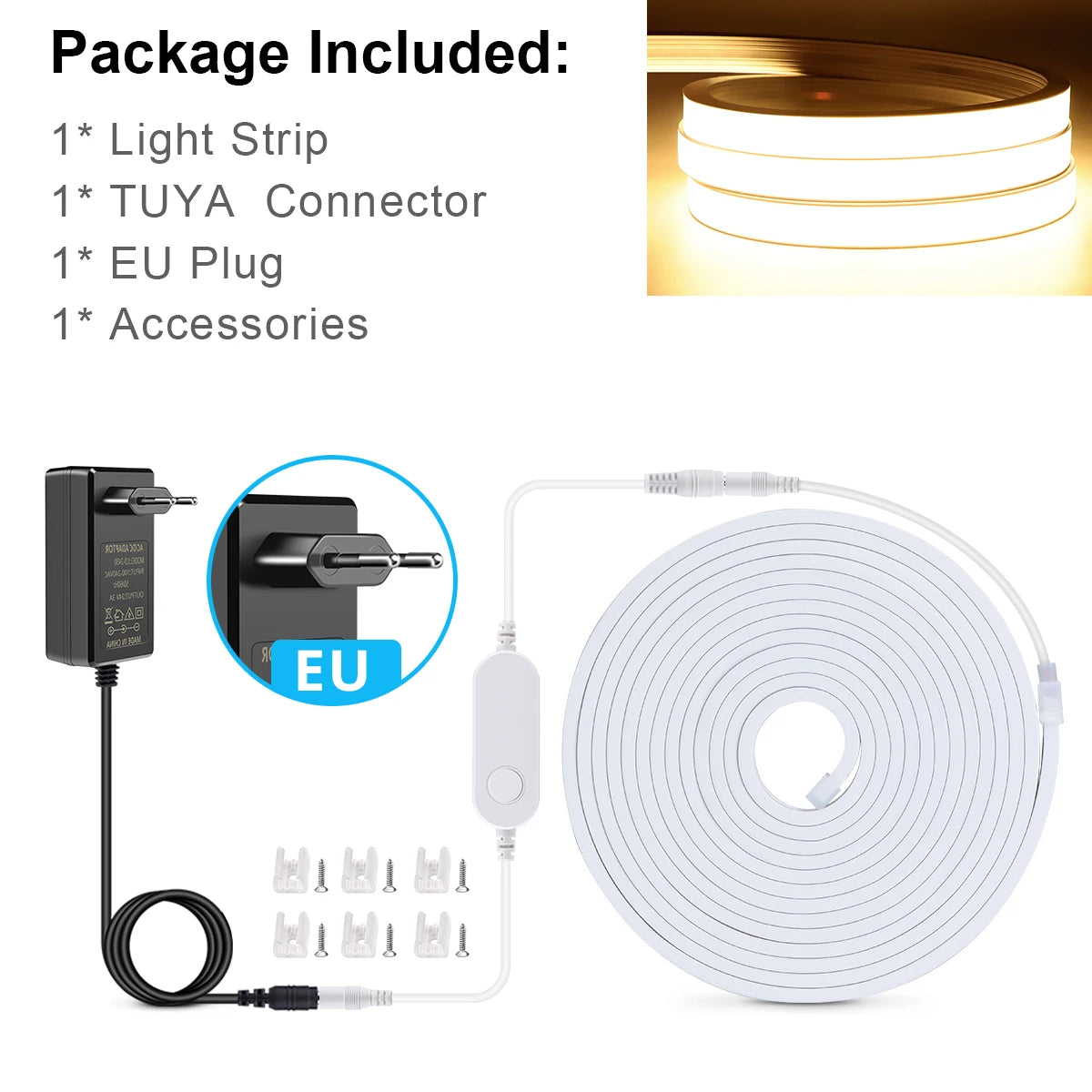 Tuya Smart WiFi APP DC 24V COB Light LED Strip Neon Silica Gel Tape Backlight DIY Home Decoration work with Alexa Google Home
