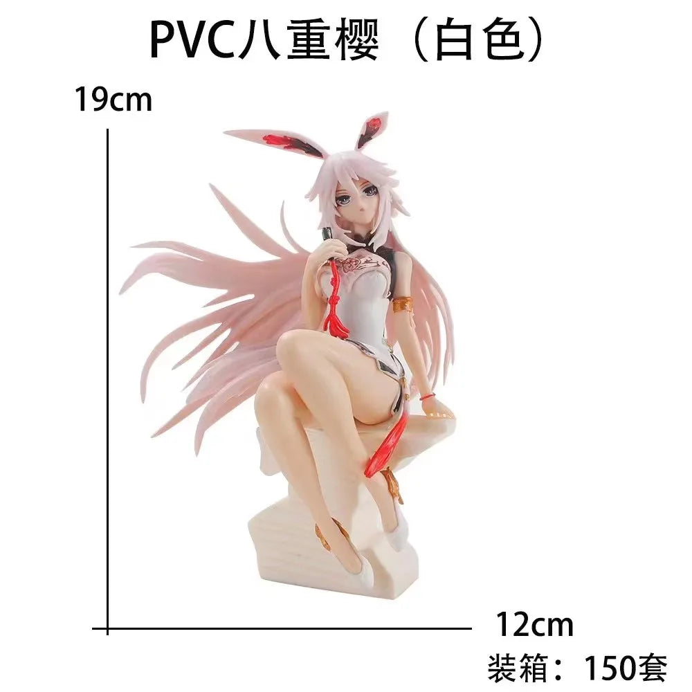 19CM Game Anime MmiHoYo Figure Yae Sakura Cheongsam Sitting Animation Model Toy Gift Collection Decorative Ornaments PVC