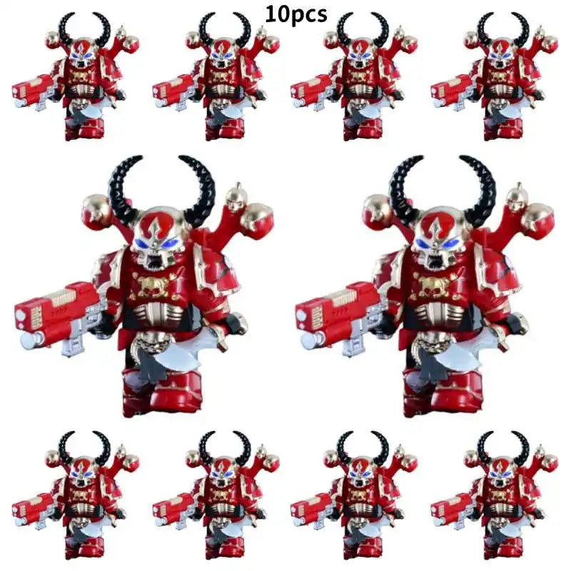 Warhammer 40k Chaos Space Marine Action Figure - Black Legion, Green Eye Lens, Spiked Armor, Combi-Bolter, Collectible Miniature