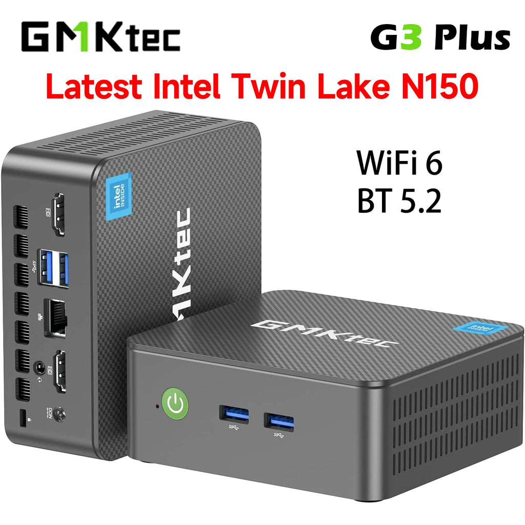 GMKtec G3 Plus Latest Twin Lake N150 Mini PC DDR4 3200MT/s NVMe SSD WiFi6 BT5.2 Windows 11 Pro 2.5G RJ45 Desktop Office Computer