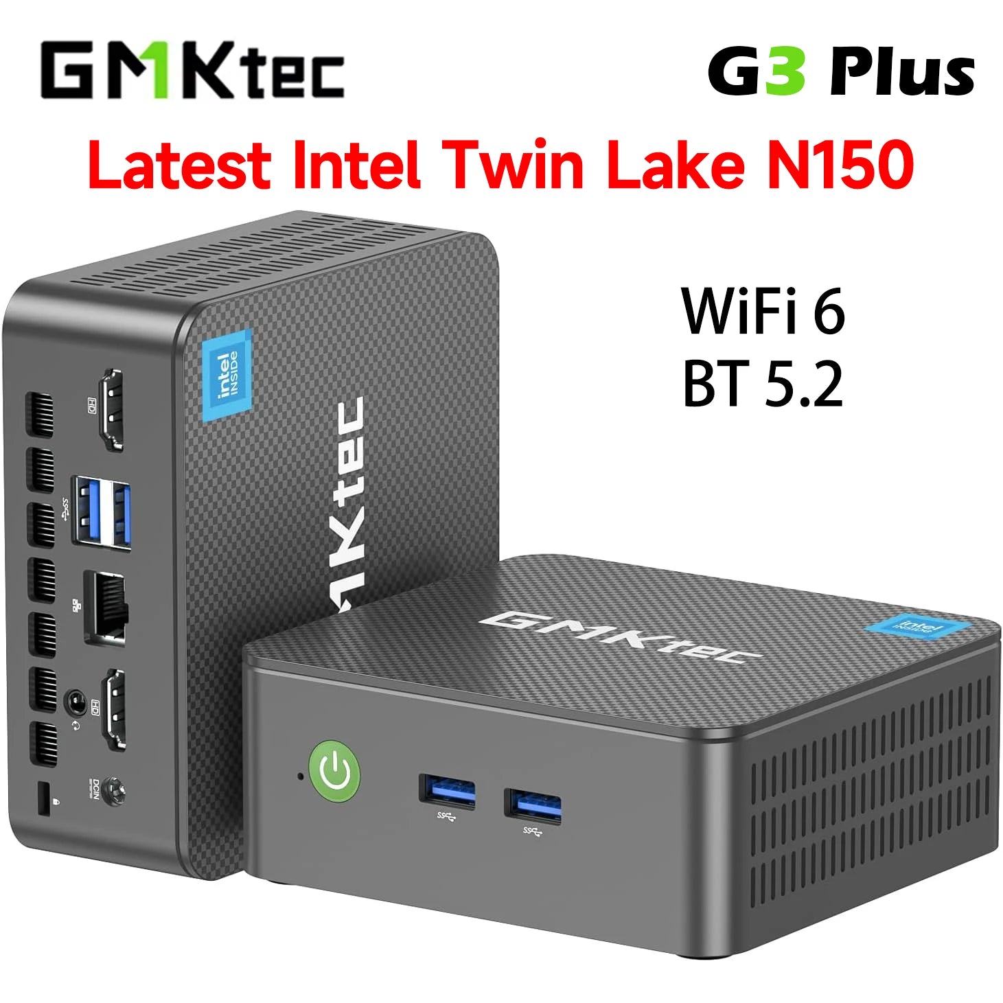 GMKtec G3 Plus Latest Twin Lake N150 Mini PC DDR4 3200MT/s NVMe SSD WiFi6 BT5.2 Windows 11 Pro 2.5G RJ45 Desktop Office Computer