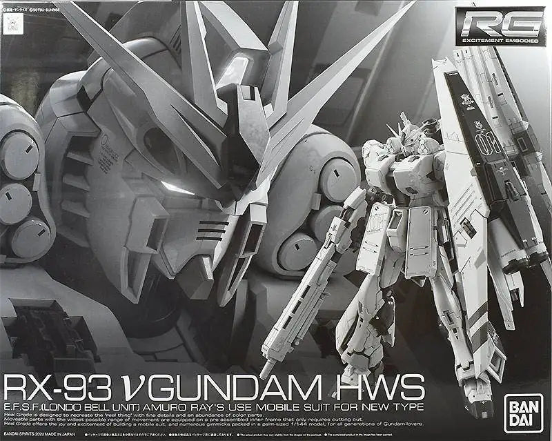 In StockGenuine Bandai  RG RX-93 V GUNDAM HWS Anime Action Figure Robot Periphery Collectible Assembly Model Toys Ornaments Gift