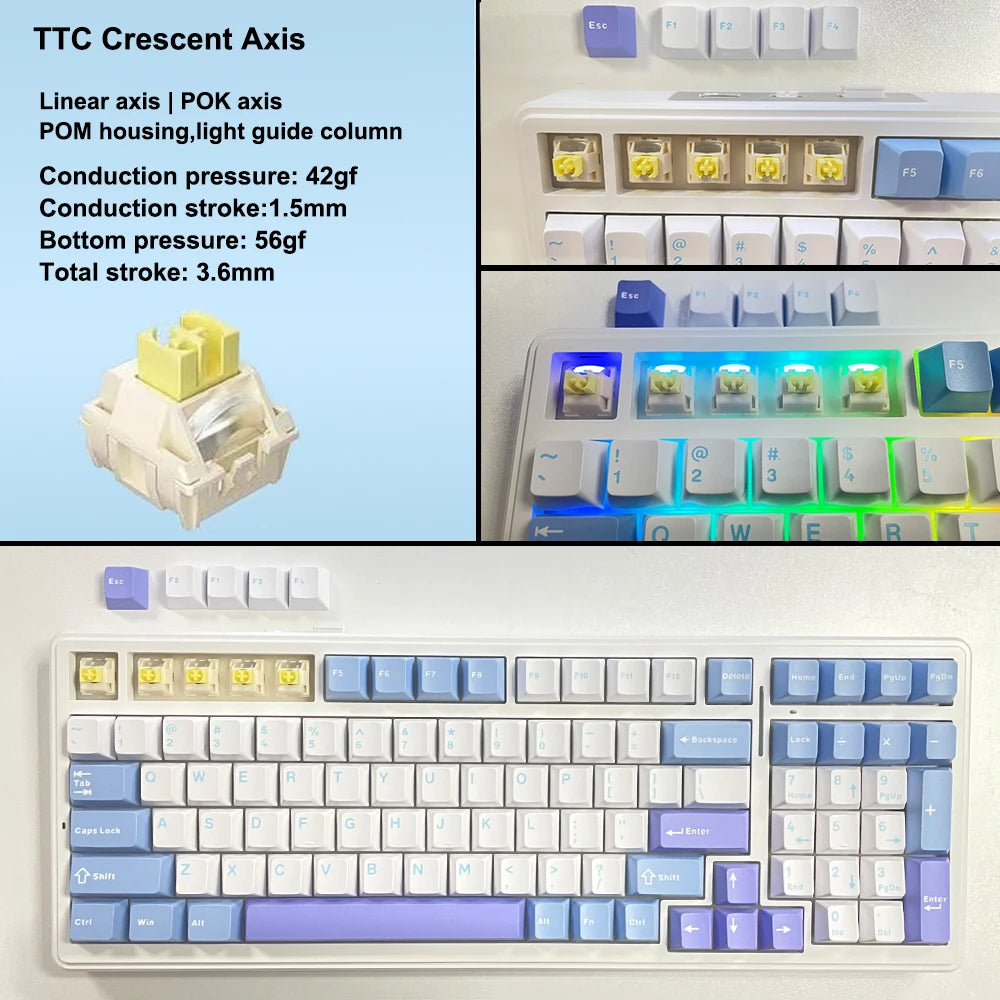 Aula F99 Mechanische Gaming-Tastatur mit drei Modi, 2,4 g, kabellos, Bluetooth, verkabelt, Hot-Swap, PBT-Dichtung, RGB, für PC, Laptop, Gamer, 99 Tasten