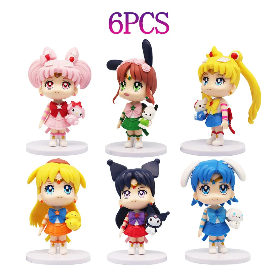 7cm Sailor Moon Anime Figure Tsukino Usagi/Chibiusa/Kino Makoto Action Figure Sailor Mars Jupiter Mercury Venus Figurine Kid Toy