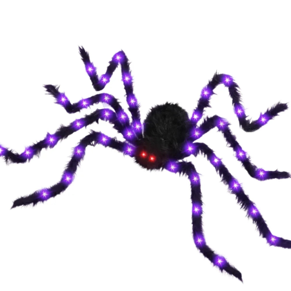 Practical 8 Modes Halloween Spider Web Lights Glow 250 LEDs LED Spider Net Hanging 5m Scary Giant Spider Haunted House