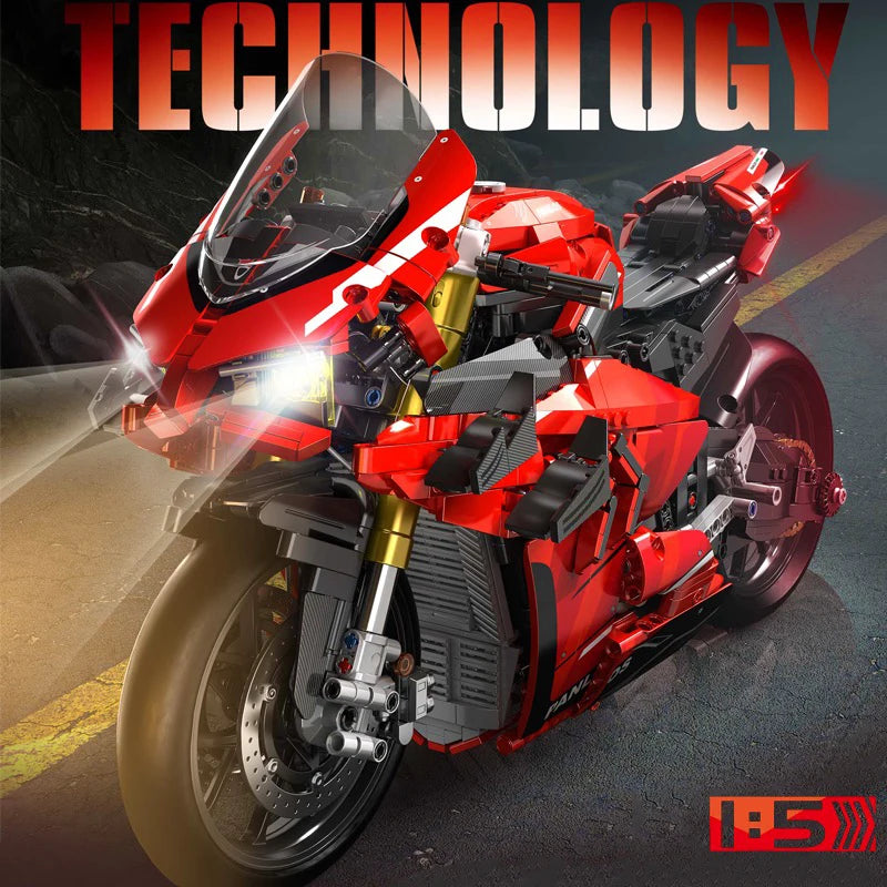 1:5 Технически V4S Мотоциклетни строителни блокове Високотехнологичен градски мотоциклет Локомотив Модулни тухлички Моделни играчки За детски подаръци MOC