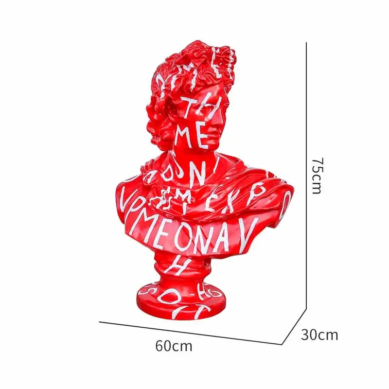 75CM David Bust Head Portraits Figurines Sculpture Michelangelo Resin Apollo Statue Nordic Decor Large Size Graffiti Art Crafts