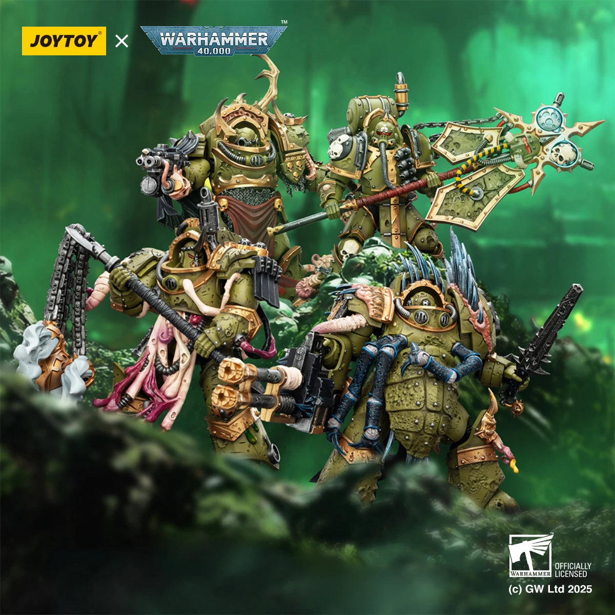【MT】JOYTOY Warhammer 40K Death Guard Blightlord Terminator Plague Marine Icon Bearer 1/18 Action Figure Model Toy