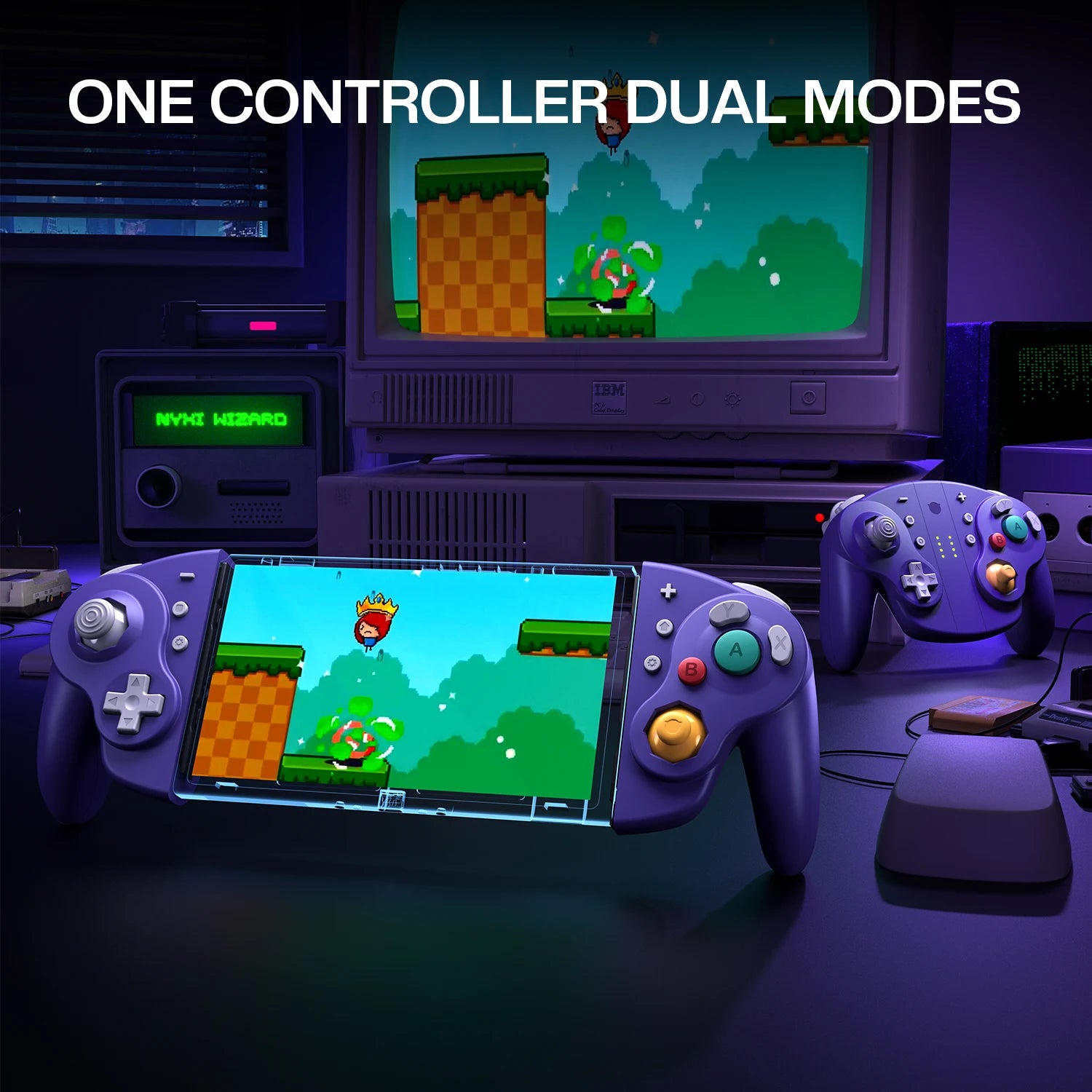 NYXI Purple Wizard 2 TMR White Special Edition Joy-pad for GameCube/Switch Compatible Gaming Controller