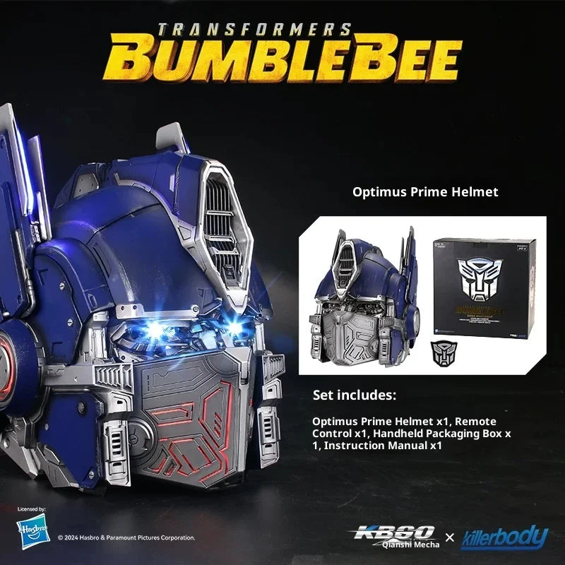 KBGO Transformers Optimus Prime Wearable Helmet - Voice-Controlled with Light-Up LED Eyes & Movable Mask, Collectible Armor Prop