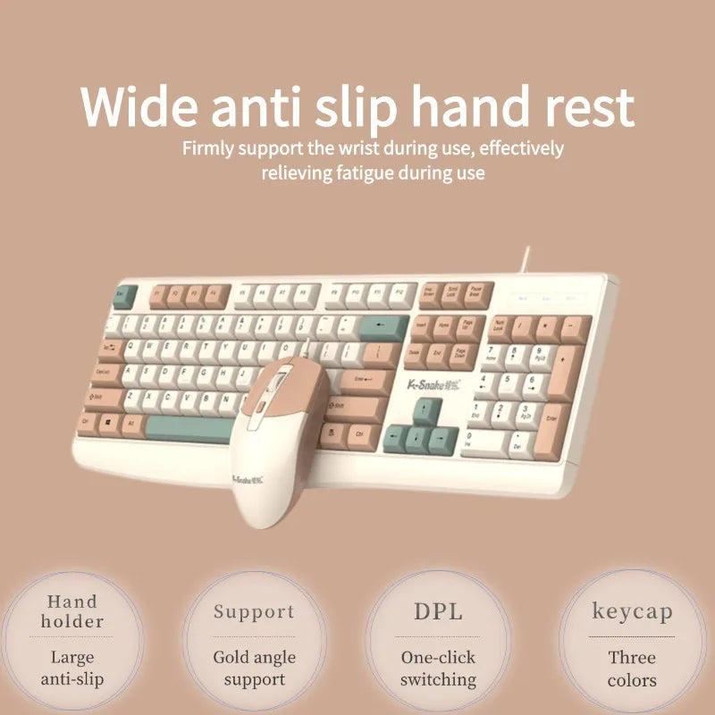 K-snake KM300 Wired Keyboard and Mouse Set USB Ergonomic Desktop Laptop Keyboard and Mouse Home Office