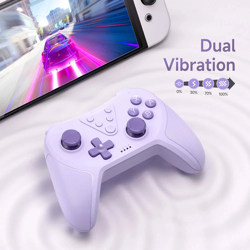 Wireless PC Gamepad Bluetooth Gaming Controller Compatible with PC/Phone/Switch/Steam, Turbo RGB Hall Effect