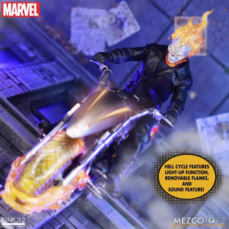 Original MEZCO ONE:12 Ghost Rider Hell Cycle in Stock Animation Action Series Figure Model Toy Collection Gift