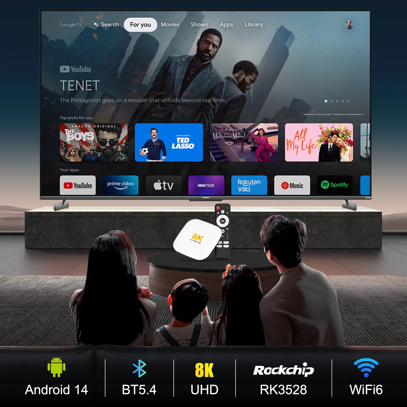 H96Max M2Plus Android14 Smart TV Box Rockchip RK3528 4GB 32GB/128GB BT5.4 8K 100M/Lan Media Play M2Plus Android14 TV Box