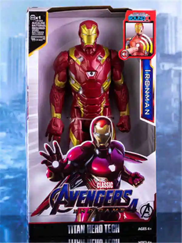 High Quality 30cm Marvel Avenger Toy Thanos Spiderman Iron Man Captain America Thor Black Panther Sound And Light Holiday Gifts