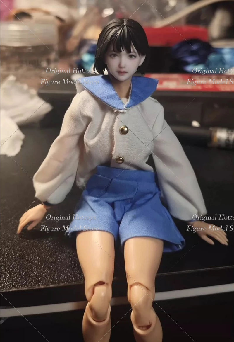 In Stock 1/12 Scale Female Soldier Head Sculpture Tang Li Short Hair Beauty Head Carving Fit 6-inches Action Figure Doll