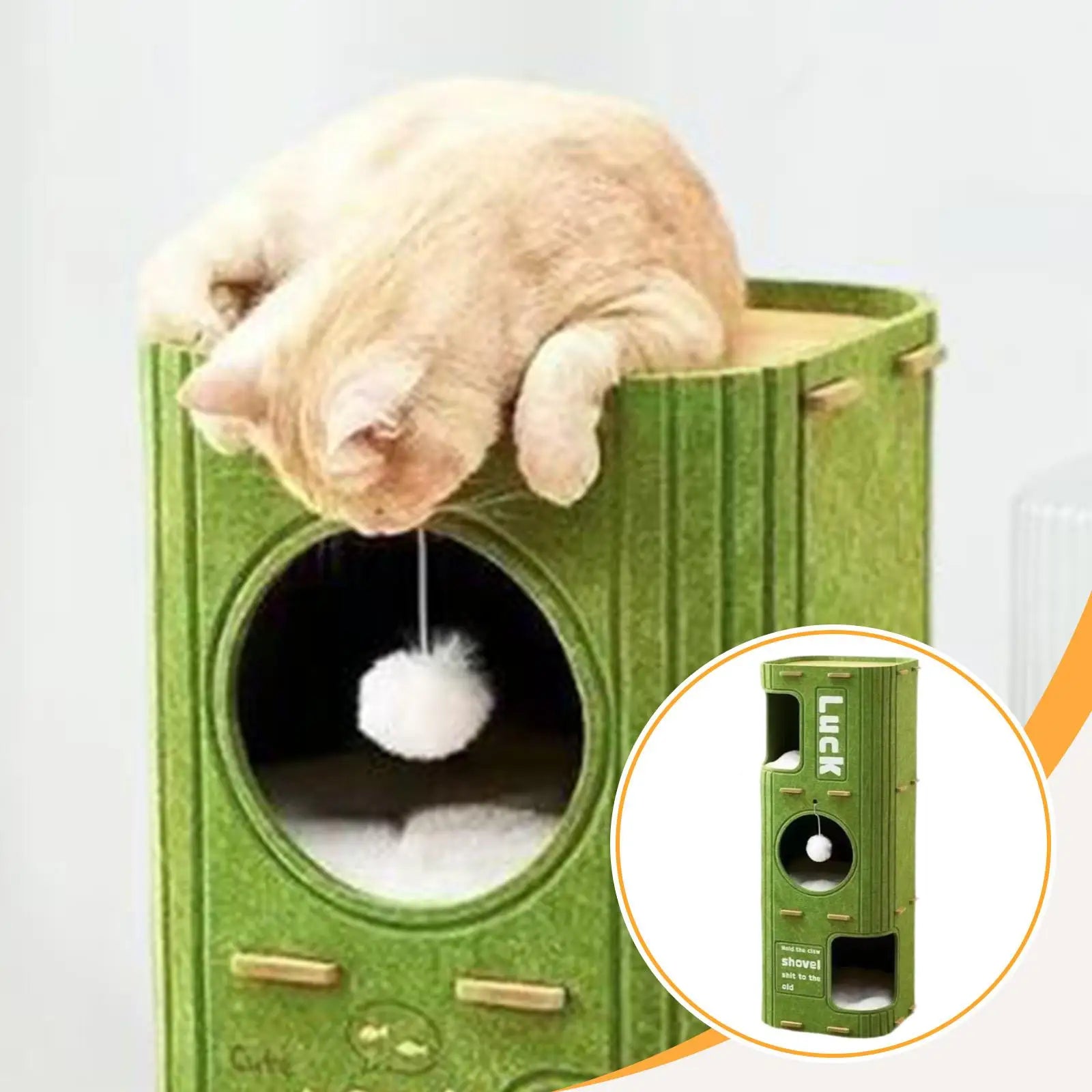 3 Storey Cat Bed Cave Hideaway Scratch Resistant Cat House Covered Tunnel Condo for Indoor Outdoor Cats Resting Multiple Cats