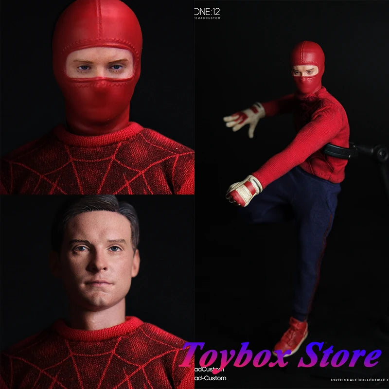 RemadCustom 1/12 Tobey Maguire Spider Print Cloth Wrestler Actionfigur Kampfmaske Kopfersatz 6" Männliches Soldatenspielzeug