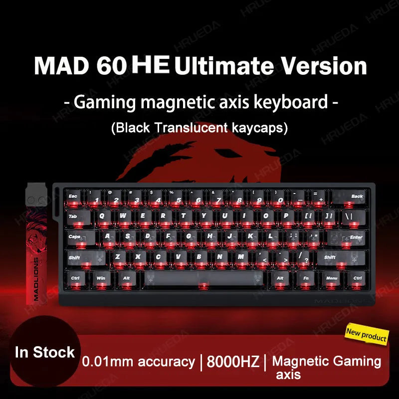 MADLIONS MAD 60/68HE Gaming-Tastatur mit magnetischem Schalter, kabelgebunden, Key Web Drive, benutzerdefiniertes 8K 61/68 Return RT, einstellbarer Tastenanschlag, Hot Swap