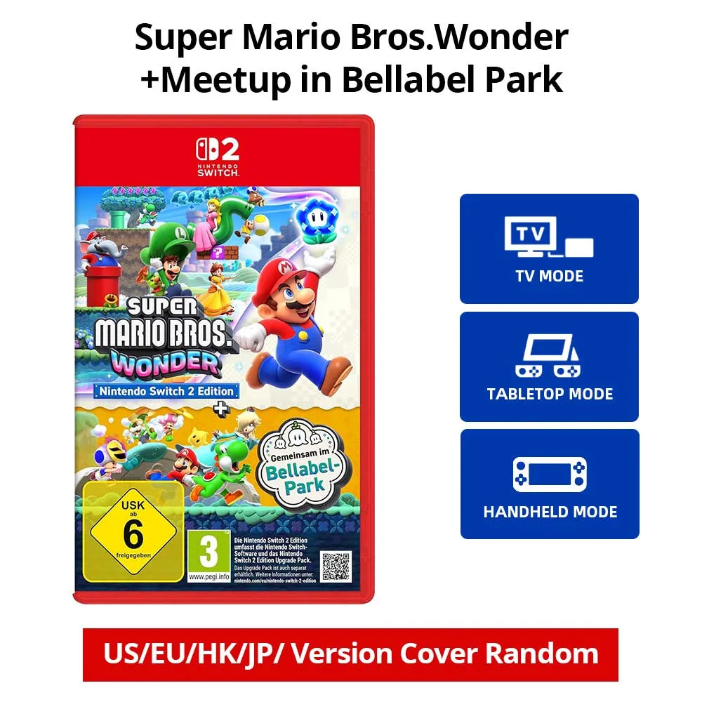 Nintendo Switch Game - Super Mario Bros. Wonder + Meetup in Bellabel Park  - Games Cartridge Physical Card TV Tabletop Handheld