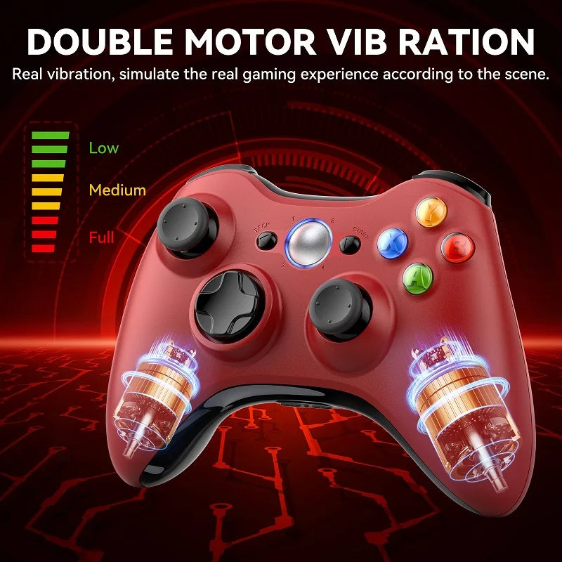 For Xbox 360 PC Gamepads 2.4G Wireless Gaming Controller Supports Microsoft Windows Joystick Dual Vibration