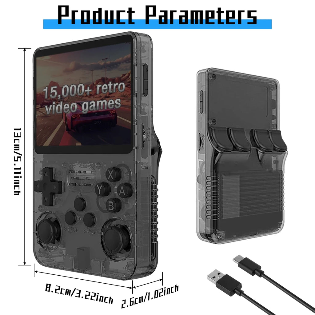 Tragbare R36S-Handheld-Spielekonsole, 3,5-Zoll-IPS-Bildschirm, Linux-System, Retro-Game-Player mit über 15.000 klassischen Spielen, Geschenk für Erwachsene und Kinder