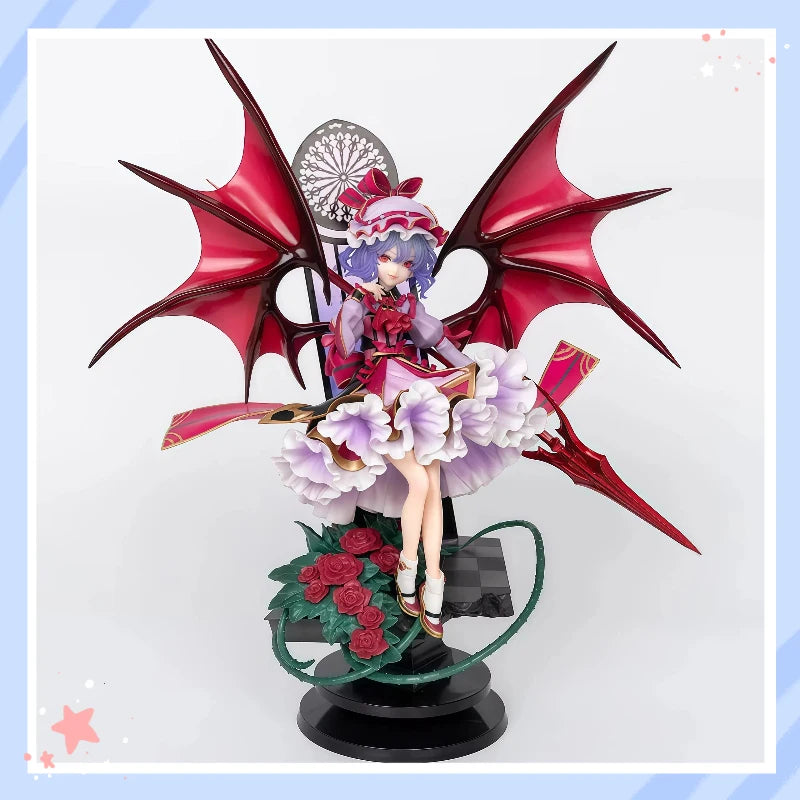 Touhou Project Remilia Scarlet Boxed Anime Figure Red Devil Wings Sitting Pose 31cm Collectible Statue For Anime Otaku Fans