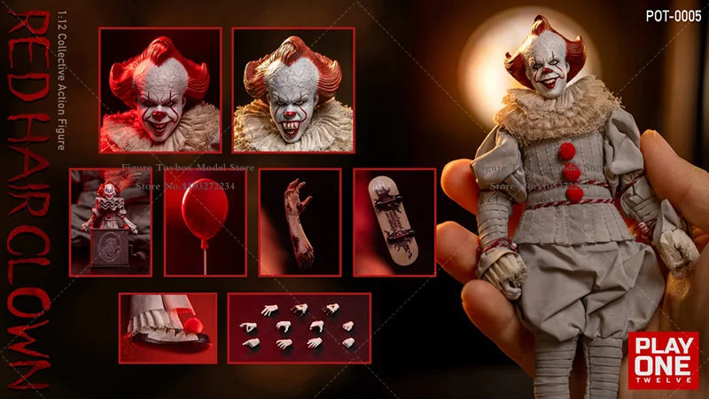 Play One Twelve POT-0005 1/12 Clown mit roten Haaren, bewegliche Figur, klassische Filmrolle, humorvoller Schauspieler, Mini-Soldatenmodell, 15,2 cm, komplettes Set