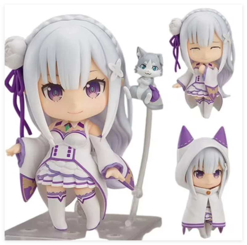 Nendoroid Re:Zero Emilia #751 Q Version Posable Anime Figure Face Swap Cute Collectible Model Desktop Decoration Gift In Stock