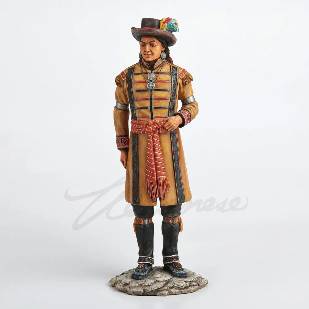 Native American Indian Tribal Leader Statue Hand Painted Resin Figurine Ethnic Chief Sculpture Home Office Decor Collection Gift