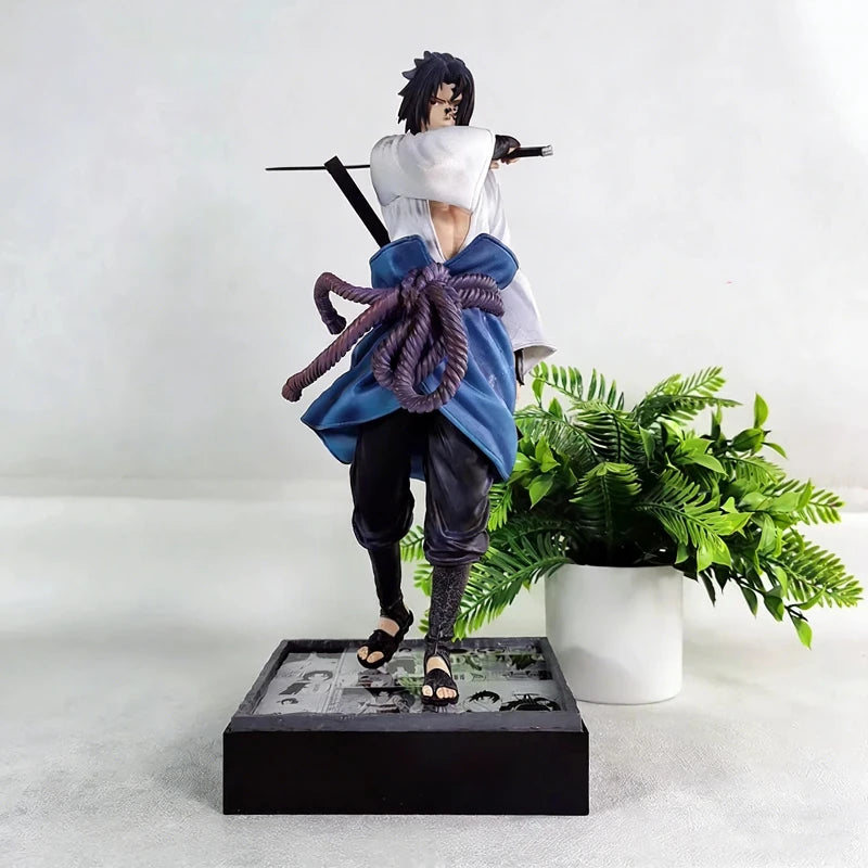 35cm Ninja Uchiha Sasuke Mantra Seal Rebirth Anime Light Up Figure Collection Model Toy PVC Statue Desktop Ornament Toy Boy Gift
