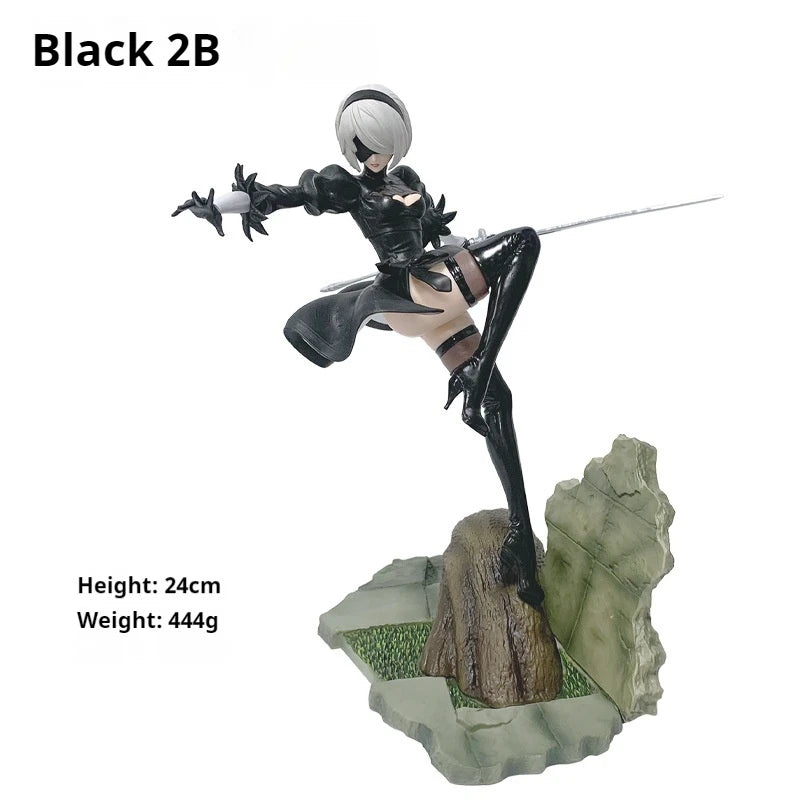 24cm Nier: Automata 2b Combat Posture Collectible Pvc Figure Mechanical Lifeform Statue Desktop Decoration For Gamer Anime Model