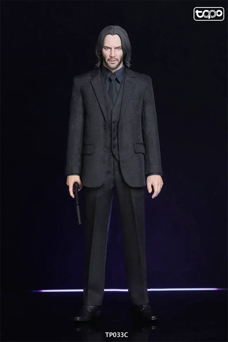 Genuine Topo Studio 1/6 Tp033 John Wick Black Basic Suit Set Action Figure Clothing Accessory For 12 Inch Male Soldier In Stock