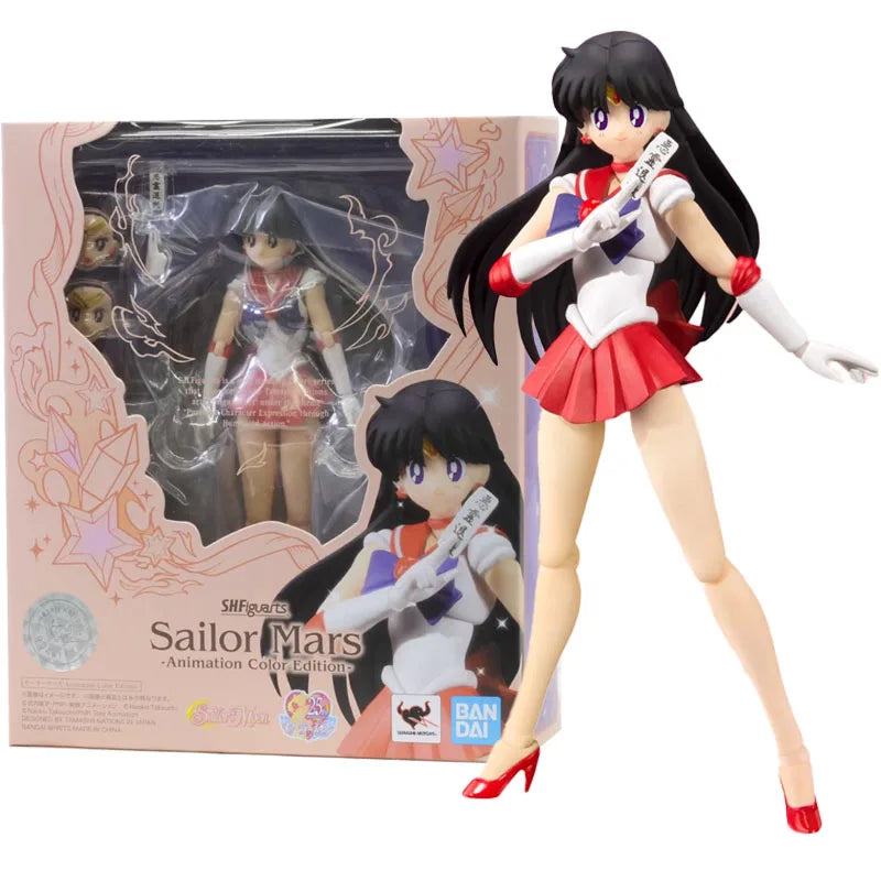 Bandai Original Figur Sailor Moon Anime SHF Sailor Chibi Moon Venus Animation Farbkollektion Modell Aciton Figur Kinderspielzeug