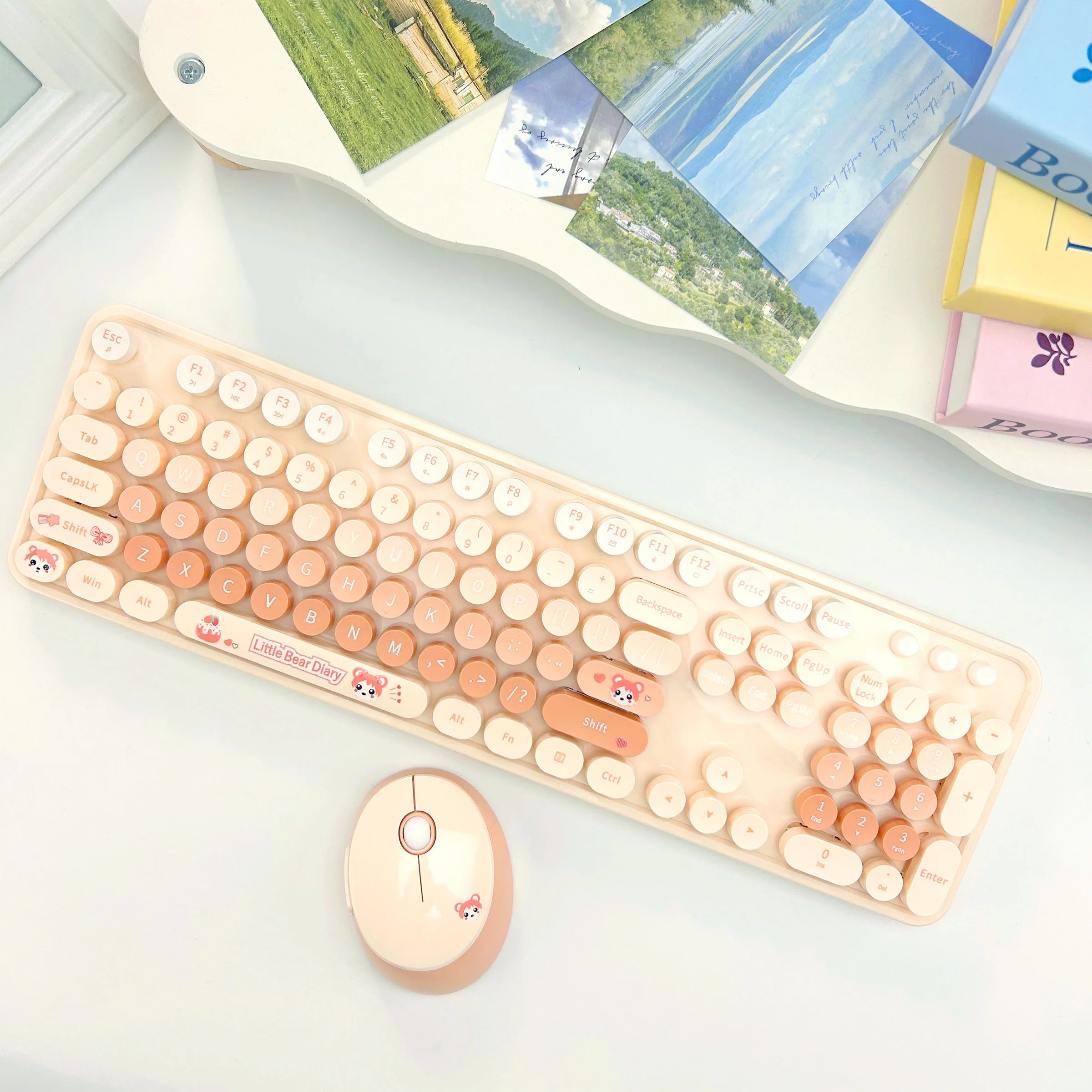 Colorful Sweet Wireless Keyboard And Mouse Set - Combo Pack for Sweet Home Decor And Personal Use