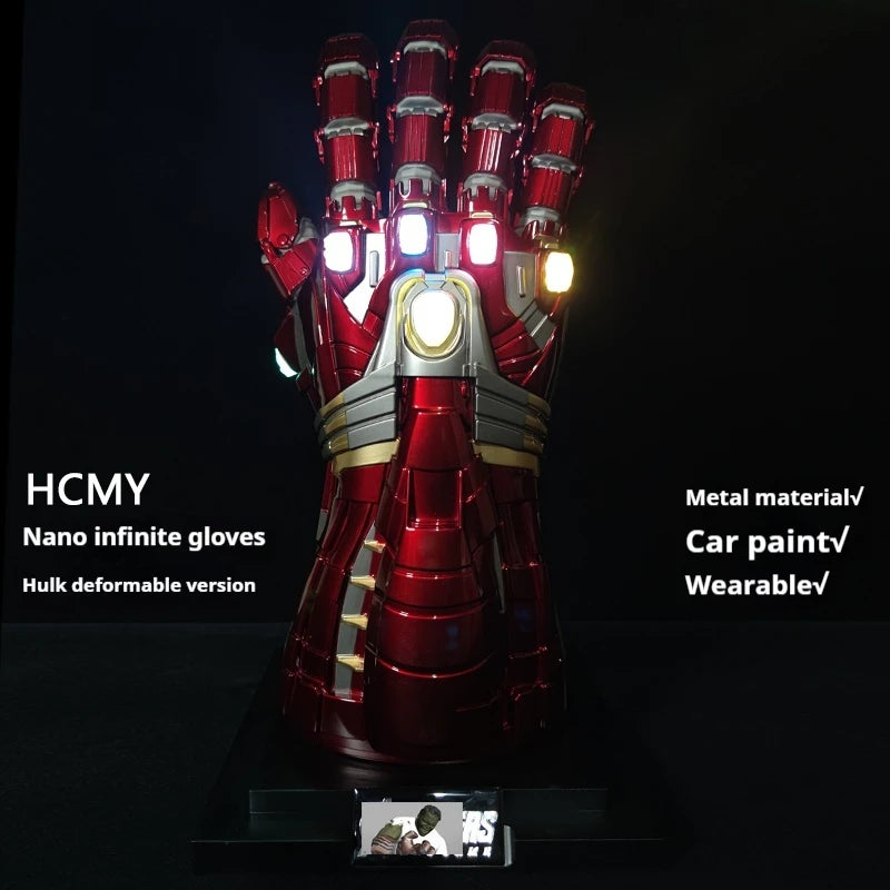 Avengers 4 Full Metal Wearable Nano Infinity Gauntlet Hulk Edition Collectible Toy Figure Snap Finish Action Hand Figure for