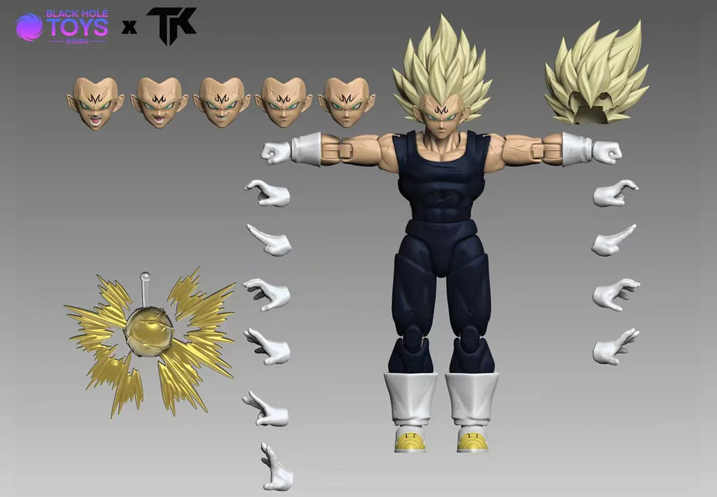 Hot Dragon Ball Super Saiyan Z Shf Ssj Majin Vegeta Black Hole & Tk Full Power Battle Damage Anime Action Toy Figure Model Gifts